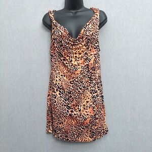 Animal Print Women Top Cowl Neck 1X Pink Black Leopard Chic Night Out Glam Party